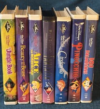 Lot of 7 Vintage Walt Disney Classic Black Diamond Collection VHS Clamshell