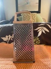 Vintage Box Cheese Grater Stainless Steel 8” W/plastic Beige Handle Hong Kong