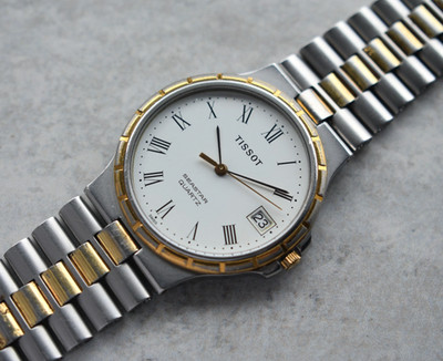 Tissot Seastar Quarz Herrenuhr bicolor Armband weißes Ziffernblatt römische Ziffern