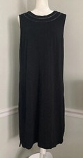 Talbots Classic Black Sleeveless Slub Knit Sheath Dress 100% Cotton EUC Sz L