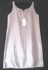 BNWT 198 EILEEN FISHER Washed Silk Taffeta BEECHWOOD Beige Dress Small