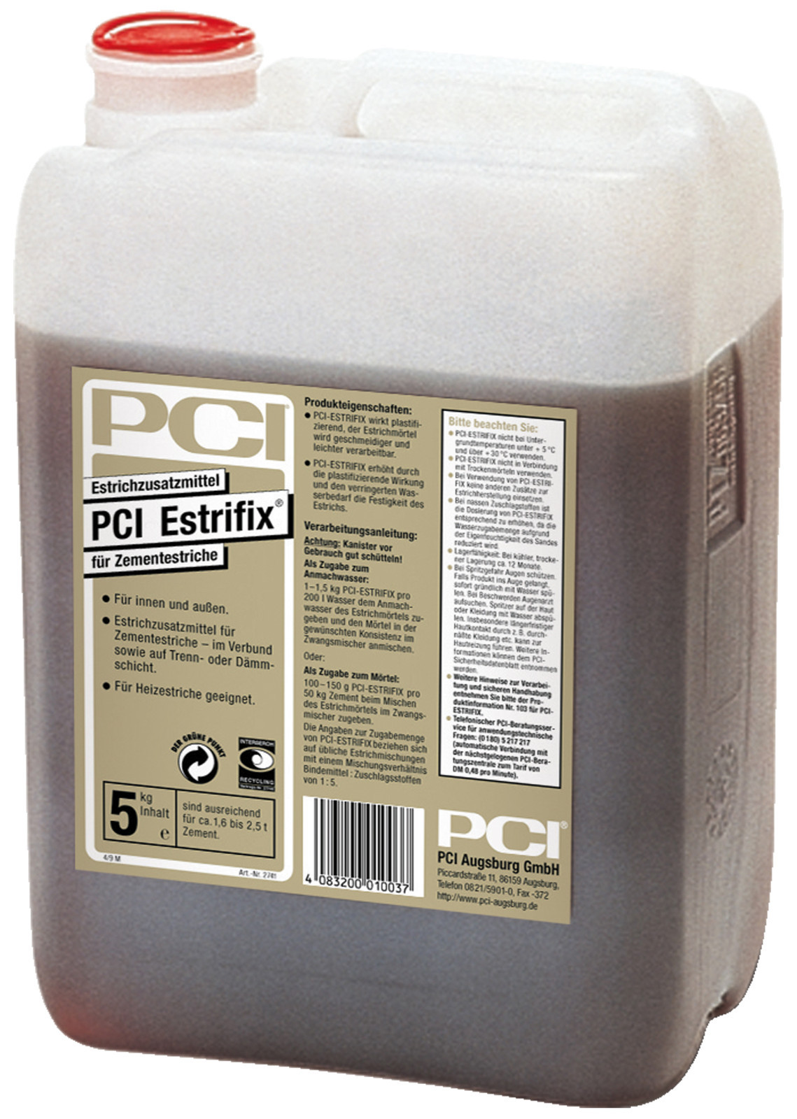 PCI Estrifix 5 kg Cement Screed Additive for Concrete, Frost-Resistant, 20 m²