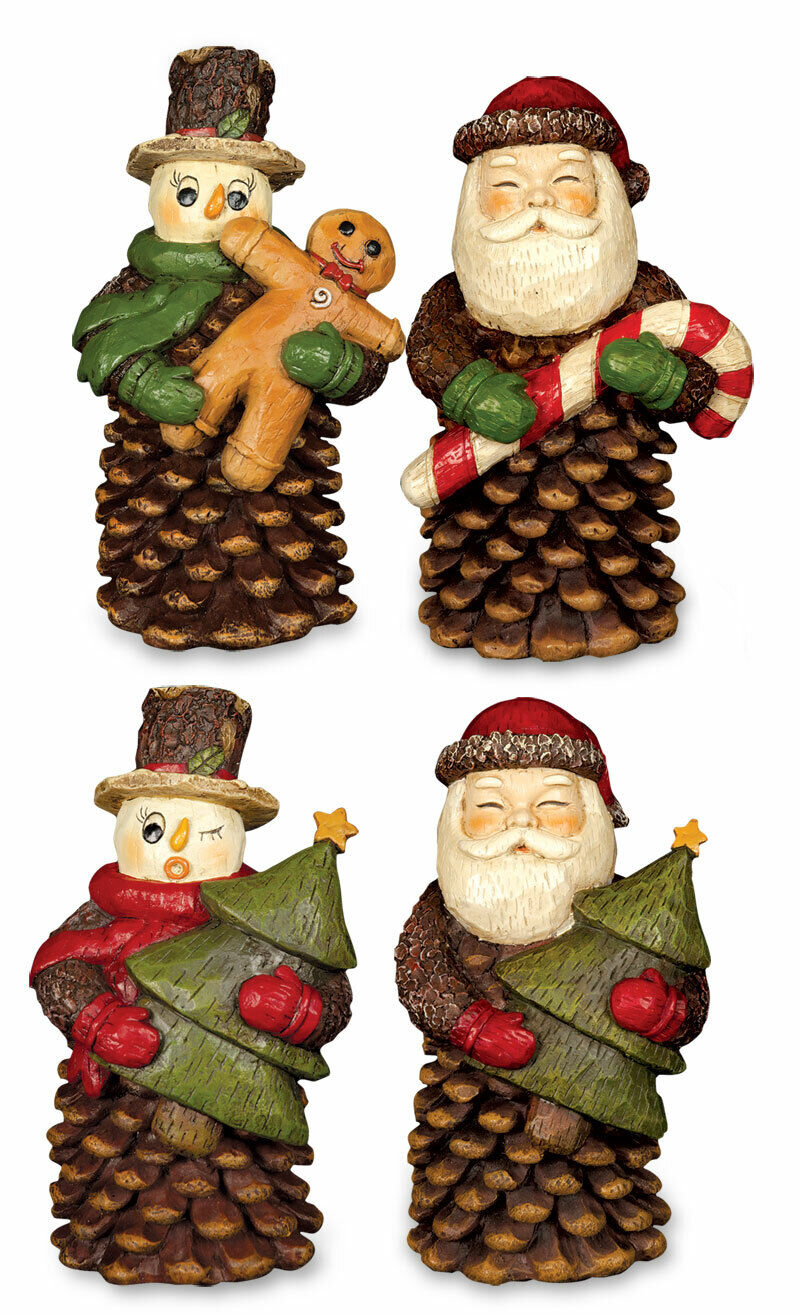 Santa Claus Snowman Figurines Pinecone Christmas Tree Holiday Xmas  Decorations