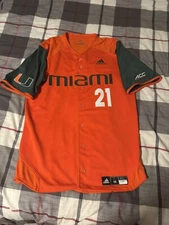 Adidas Miami Hurricanes #21 Baseball Jersey Size 44 Orange ACC