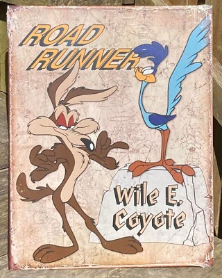 70年代 coyote and the road runner ポスター Road Runner and Wile E Coyote METAL POSTER warner bros retro