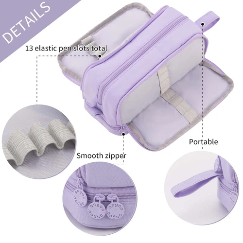 Pencil Case, Pen Pouch Large Capacity, Stationery Box Makeup Bag School Student - Picture 5 of 7