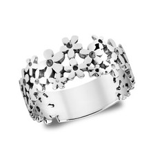 Mini Daisies Sweet Floral .925 Sterling Silver Ring-8
