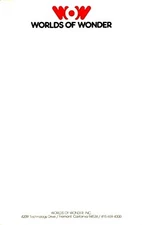 Worlds of Wonder Stationary - where Teddy Ruxpin was born