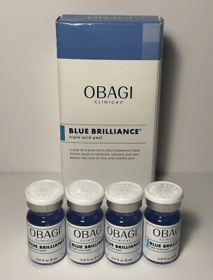 OBAGI Clinical Blue Brilliance Triple Acid Peel 4 x 0.27 Fl Oz Vials NEW SEALED