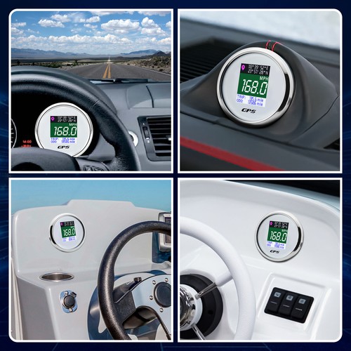 52mm Boat LCD Digital GPS Speedometer Odometer Gauge for Motorcycle Car Truck - Picture 12 of 14