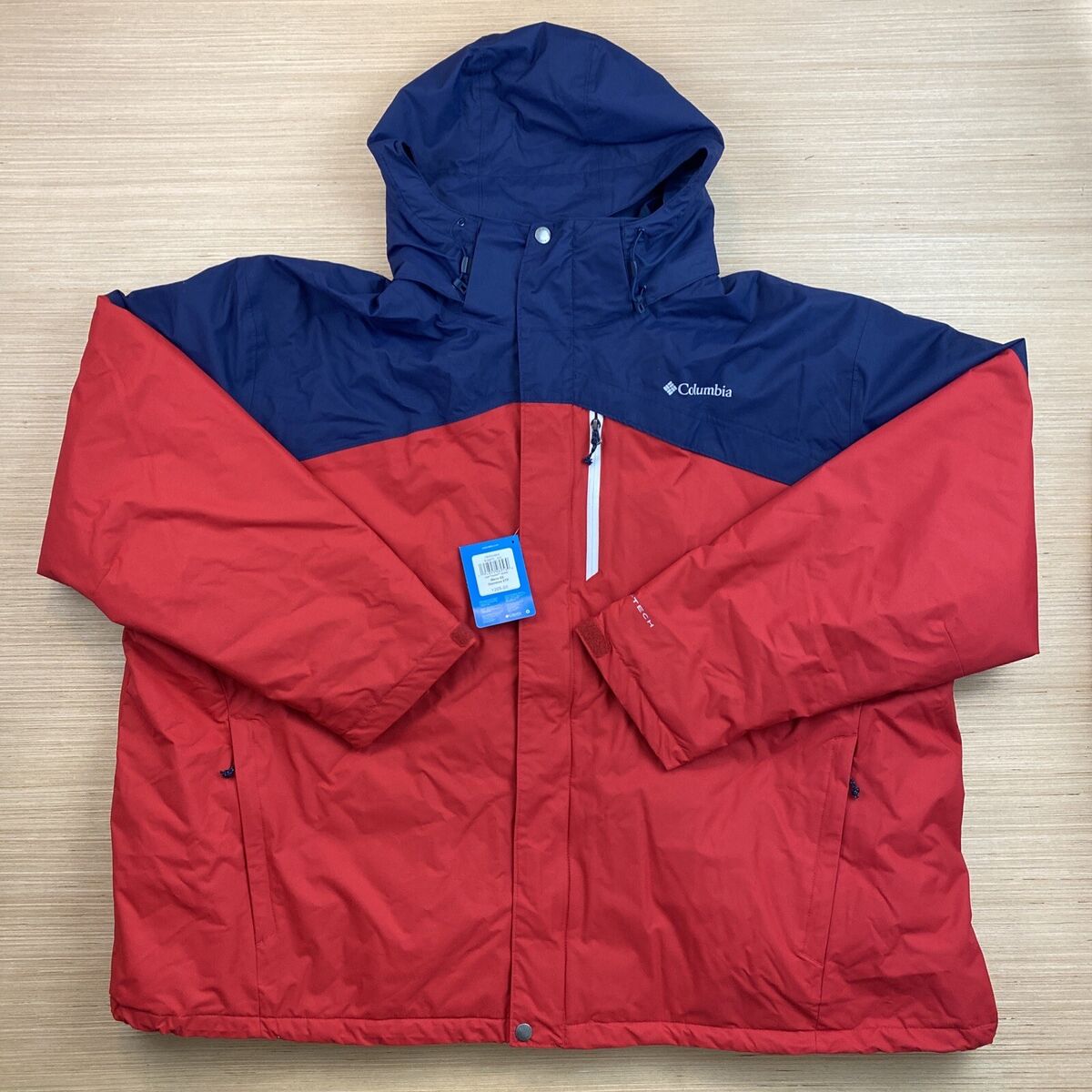 Columbia Last Tracks Jacket Mens 6X Omni Tech Heat Red Blue Columbia Last Tracks Jacket Mens 6X Omni Tech Heat Red Blue