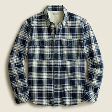 NWT 128 J Crew Waffle-Lined Garment-Dyed Green Plaid Harbor Shirt Classic Fit 