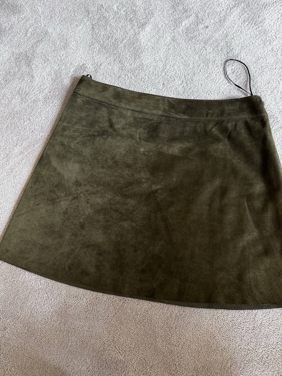 Saint Laurent minigonna camoscio kaki taglia F36 UK 8