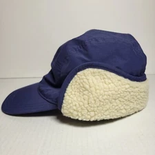 Lands End Navy Blue Ear Flap Sherpa Lined Trapper Hat Size L/XL