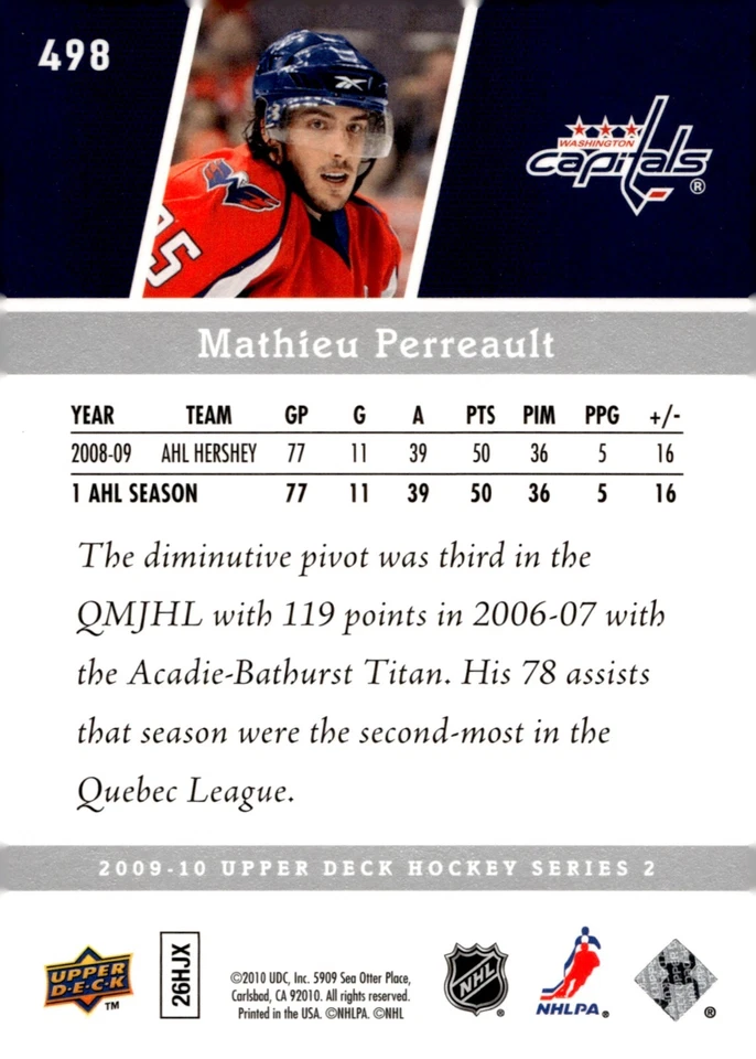 Mathieu Perreault - Signed 2009-10 Upper Deck Young Guns Rookie Card #498 - Image 2 of 2