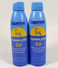 Coppertone Complete Sunscreen Spray SPF 50 2 Pack Exp 02/26+ 5.5 oz Moisturizing