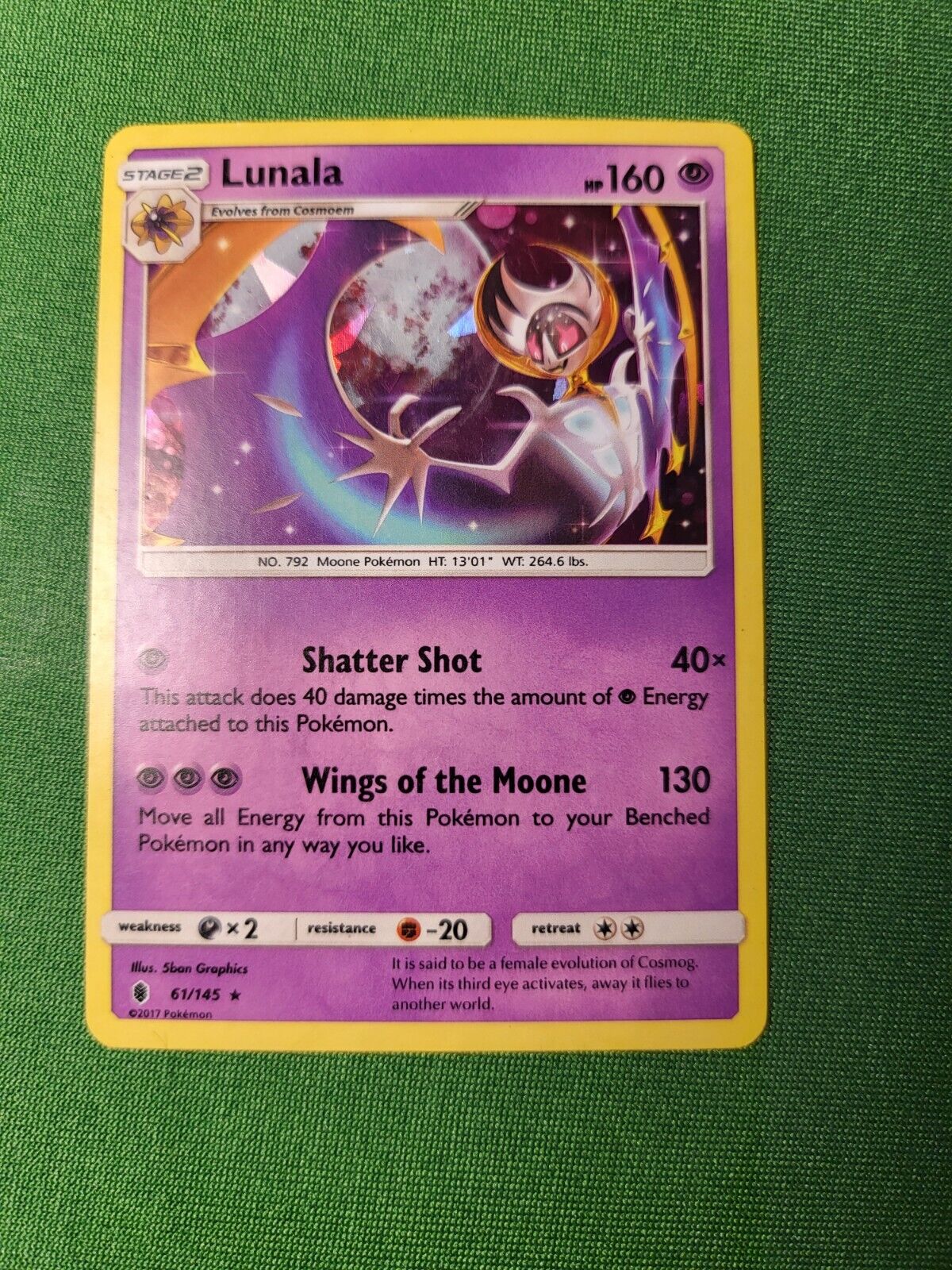  Pokemon Lunala - 61/145 - Rare - Sun & Moon: Guardians Rising :  Toys & Games