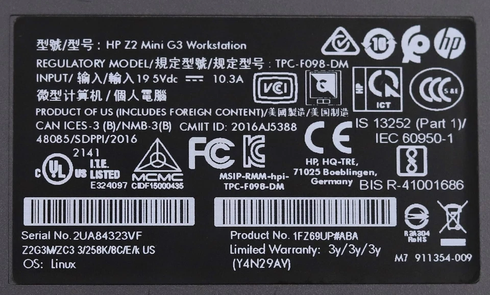 Mini estación de trabajo HP Z2 G3 Intel Xeon E3-1225 v5 8 GB RAM 256 GB SSD sin sistema operativo incluido Foto 3 de 3