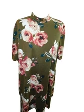 Plus Size Size 1X Floral Print STRETCH Knit Boutique Style Dress NWT