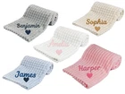 Personalised Baby Blanket – Embroidered Name & Heart Design – Super Soft Gift
