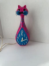 Spartus Kitty Kat Clock Vintage 1960s