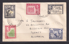 FIJI 1950 COVER TO AUSTRALIA ON NEW ZEALAND NATIONAL AIRWAYS STATIONARY #C1759