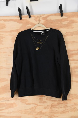 Sudadera Nike Bordada Cadena Dorada JUST DO IT Negra Mujer Mediana CZ4022-010 - Imagen 8 de 11