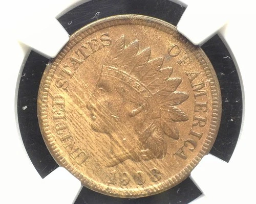 HS&C: 1908 S Indian Head Penny/Cent NGC AU 58 BN - US Coin