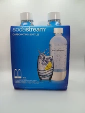 Sodastream Carbonating Bottles 2 Pack 1 Liter Black Tops NEW, Sparkling Water