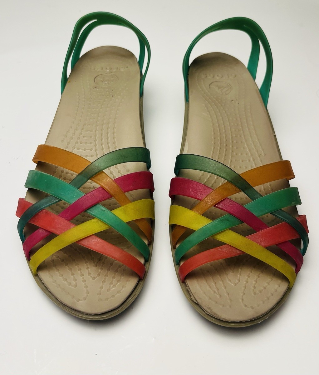 Crocs Jelly Sandal Isabella Huarache Rainbow Colorful Slip On
