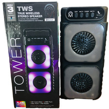 Bluetooth Music Speaker LED Lights Stereo Wireless FM Radio SD USB Slot Mic TWS