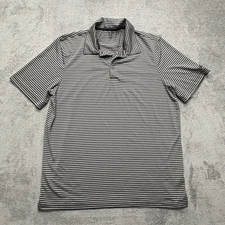 C9 Champion Polo Shirt Mens Large Gray Black Striped Duo Dry Golf Performance