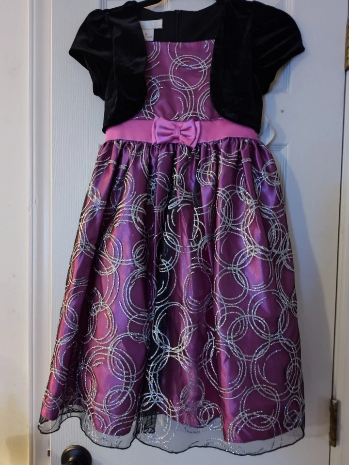 Nuevo con etiquetas Vestido Princesa Americana Talla 10 Fiesta Formal Vestido Hinchado Púrpura Negro Brillo Foto 2 de 4