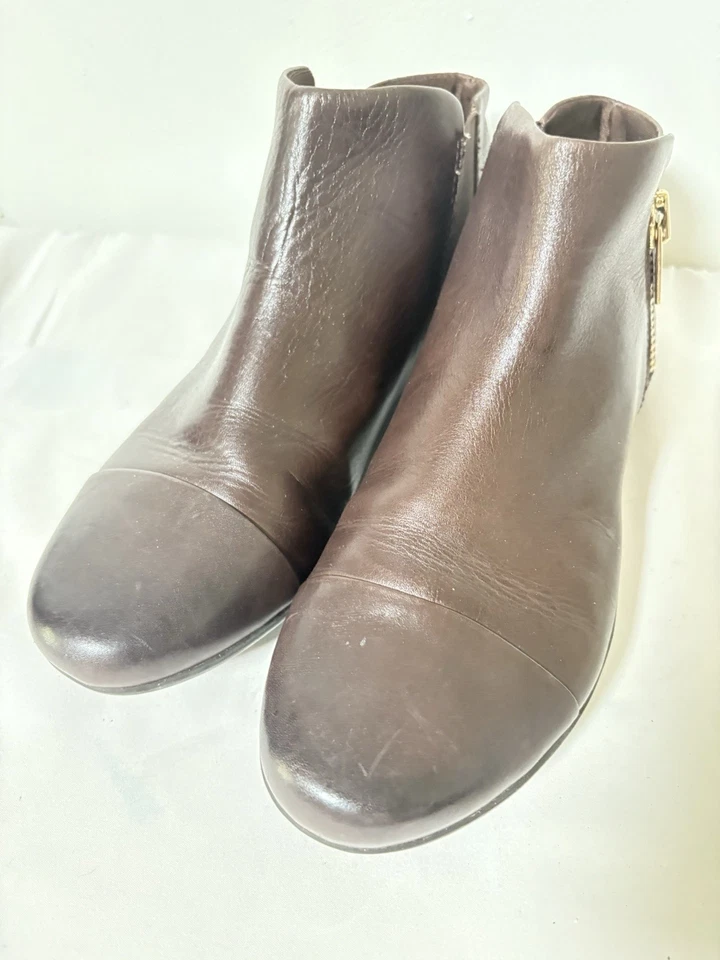 Botines informales Rockport Carly para mujer 9,5 marrón cuero liso cremallera lateral Foto 2 de 4