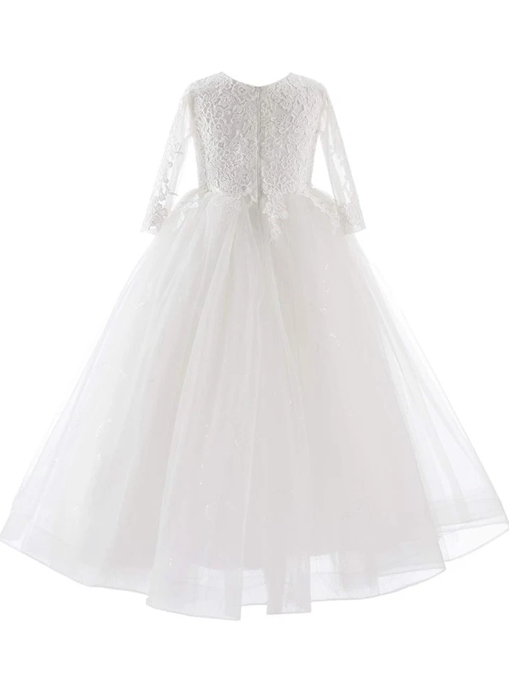 Talla 6-7Y. Vestido de niña con flores, top de encaje, falda de tul, cumpleaños, vestido de novia Foto 2 de 4