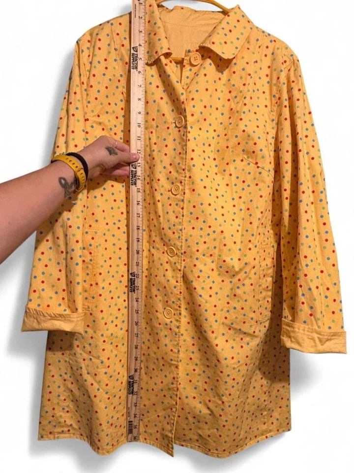 Chaqueta plumero reversible retro Coldwater Creek amarilla y lunares talla PM Foto 4 de 4