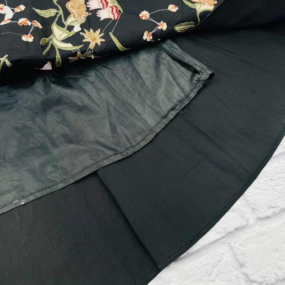 Falda midi bordada Max Mara negra para mujer talla grande acampanada línea A Foto 4 de 4