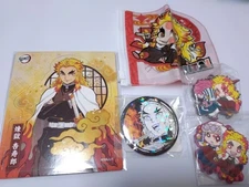 Demon Slayer Rengoku Kyojuro Set  Magnet Collection, Vinyl Pouch, Badges,