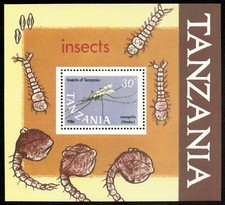 Tanzania 1987 - Insects, Bugs, Mosquito - Souvenir Stamp Sheet - Scott 368 - MNH