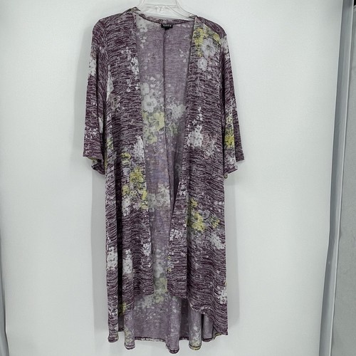 Torrid Hacci Floral HI-LO Kimono Cardigan Purple Size 2 2X Women’s Plus Duster - Picture 14 of 14