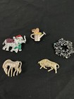 Lot of 5 Brooch's Random Mix 2 Sign Spain Bull, Danecraft Garden Pot, Leaves