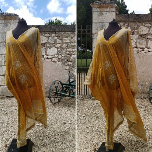 Handmade Lagenlook Kimono Kaftan Tunic DRESS SILK| One Size | Boho Oversized New - Picture 7 of 7
