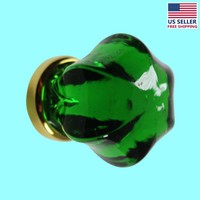 Cabinet Knob Green Glass 1 1/4 Dia W/ Brass Back | Renovator's Supply on sale Cabinet Knob Green Glass 1 1/4 Dia W/ Brass Back | Renovator's Supply on sale