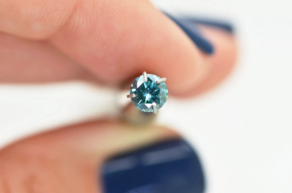 Loose Round Shaped Diamond Fancy Blue Color Natural 0.56 Carat SI1 Certified - Image 2 of 4