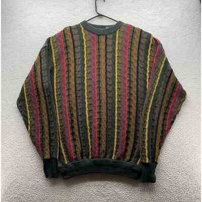VTG Structure Sweater Mens XL Cosby Colorful Striped 90s Retro Golf Grandpa Dad