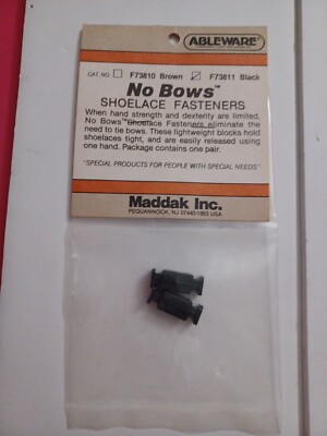 Ableware No Bows Shoelace Fasteners Black  #FL73811 Maddak Inc Special Needs