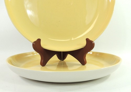 Pottery Barn Light Yellow with White Bottom Dinner Plate 10 1/2" Set of 2 - Picture 2 of 4
