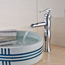 Bathroom Basin Faucet Sink Single Hole Waterfall Spout Polished Chrome Mixer Tap