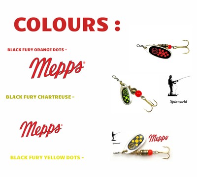 ORIGINAL MEPPS Black Fury Silver -VARIETY SIZES & COLOURS perfect for trout 