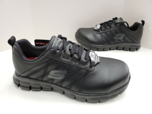 Womens Skechers SURE TRACK MARTLEY Steel Toe Slip Resistant Work Shoes 77242 BLK - Picture 1 of 5